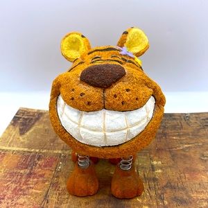 Whimsical Spring Legged Big Head Smiling Tiger Bank
